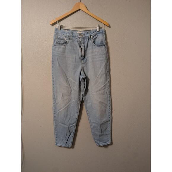 Levis Big E Womens High Loose Taper Jeans Size 30 Light Wash Distressed‎ Stretch - Picture 1 of 12